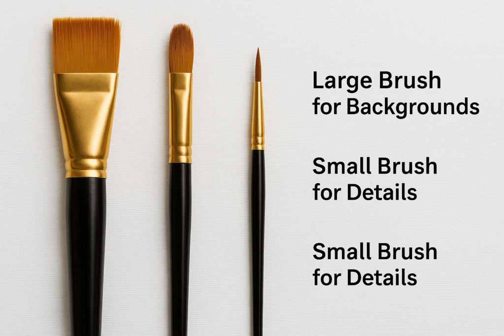 🎨 Why Choosing the Right Brush Size Transforms Your Acrylic Painting Experience 3 Acrylic brush size selection for beginners at Vima Gallery Sip and Paint in San Diego.